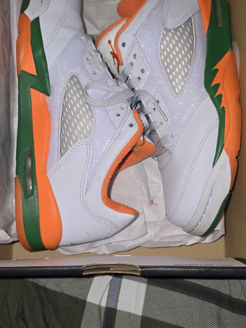 Jordan Kids White Orange Green Sneakers